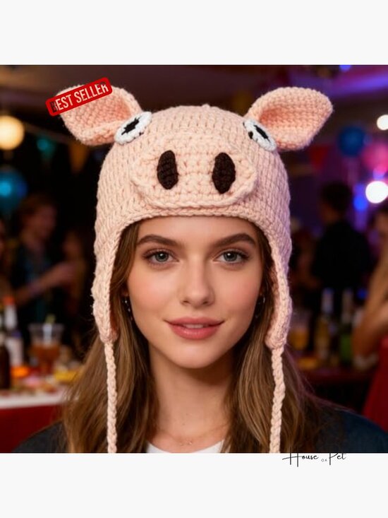 Handmade Crochet Animal Beanie Hat Cute Knit Skull Cap Novelty Headwear main image 4